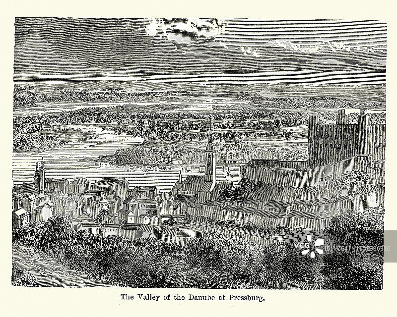 19世纪斯洛伐克，多瑙河谷图片素材