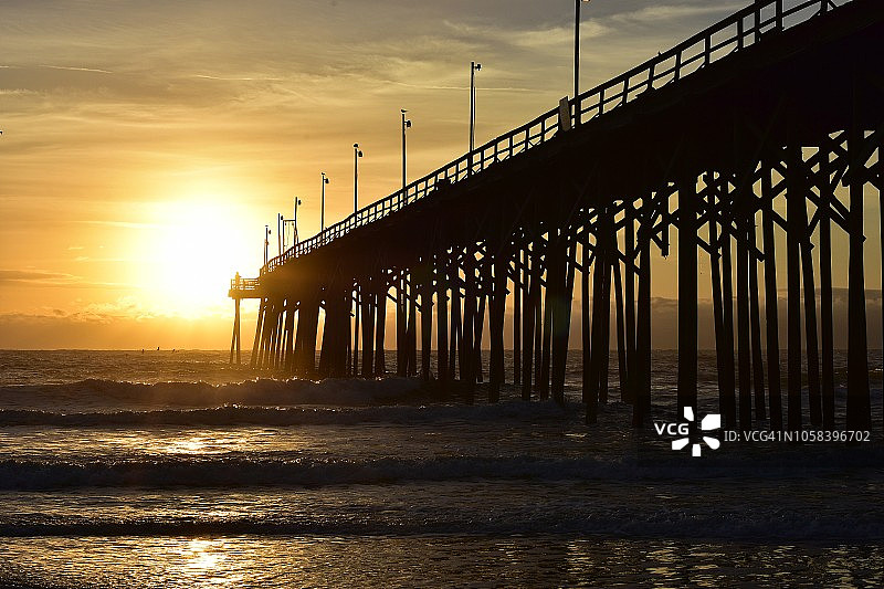 海洋，码头，日出图片素材