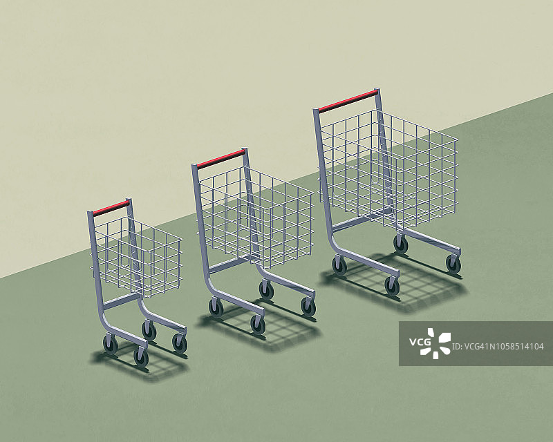 三种不同尺寸的购物车图片素材