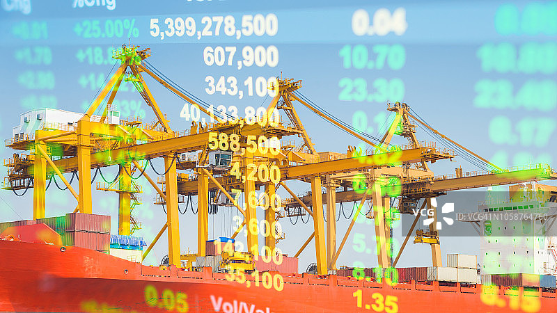 起重货物市场与金融经济背景图片素材