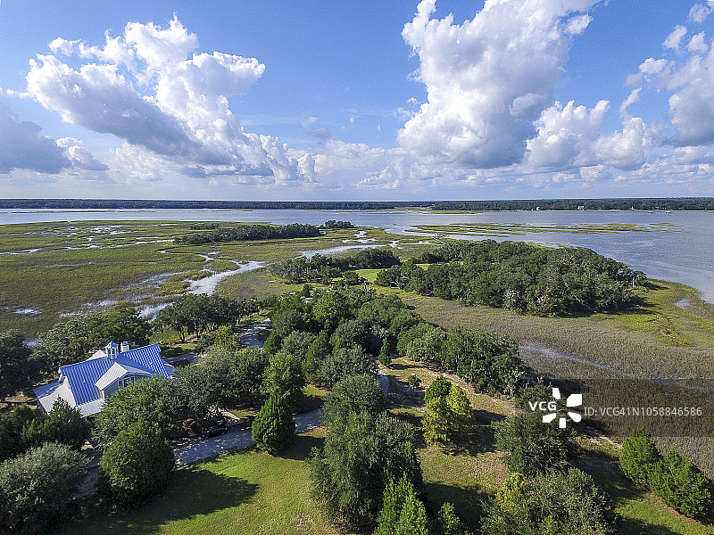 美国南卡罗来纳州瓦德马拉岛航拍图片素材