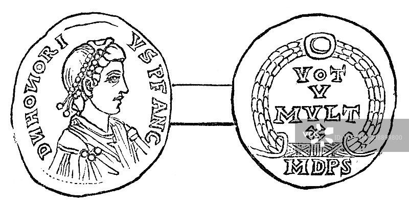 罗马奥诺里乌斯金币（公元5世纪）图片素材