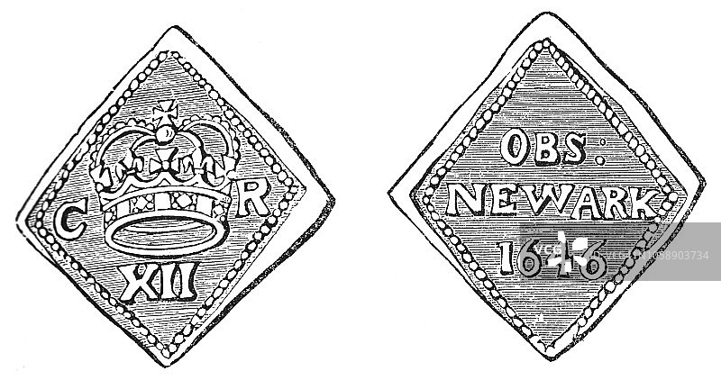 纽瓦克城堡围攻战期间的英国先令图片素材