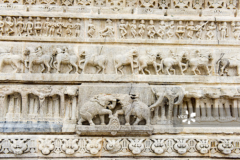 印度教寺庙的大理石动物雕刻图片素材