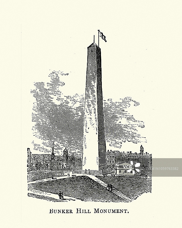 19世纪邦克山纪念碑图片素材