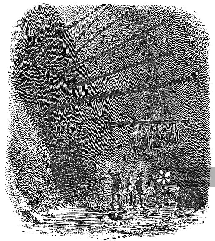 美国新泽西州罗卡韦镇希伯尼铁矿（19世纪）图片素材