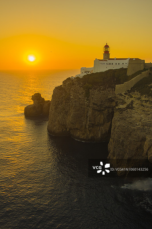 圣维森特角日落（葡萄牙阿尔加维萨格里什）图片素材