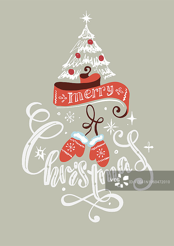 手绘圣诞快乐贺卡图片素材