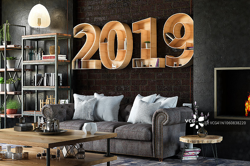 2019年舒适的室内书架图片素材