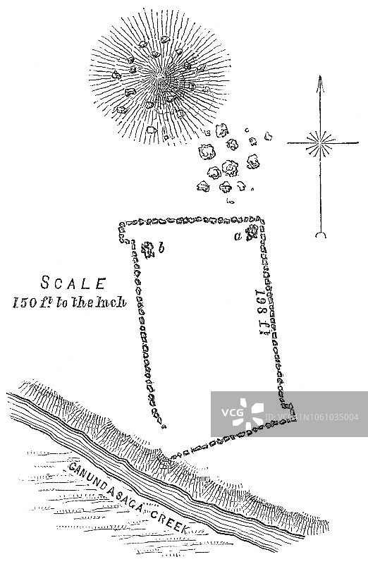 美国纽约州安大略县日内瓦附近卡纳达塞加堡地图图片素材