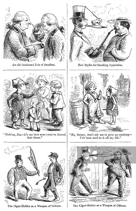 19世纪烟草及其使用者漫画图片素材