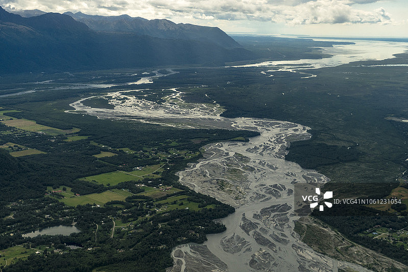 美国阿拉斯加州帕尔默和特纳根海湾的鸟瞰图图片素材