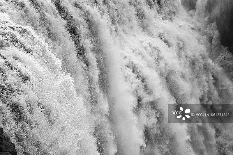 冰岛黛提瀑布黑白特写图片素材