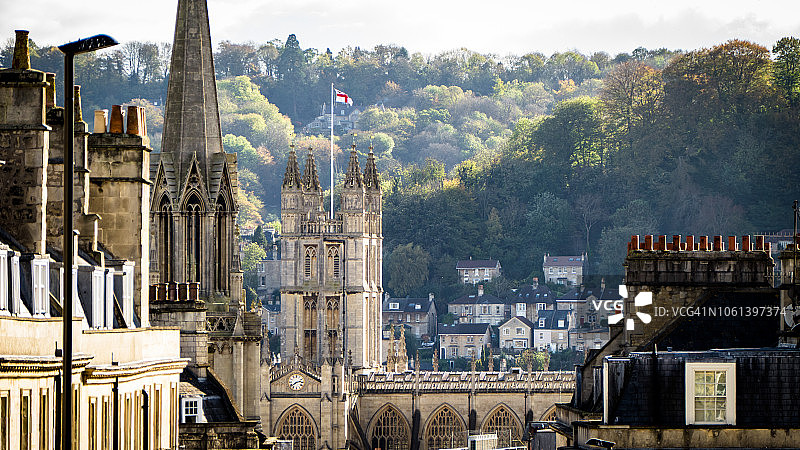 英国巴斯传统教堂修道院风光图片素材