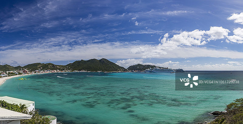 圣马丁岛海滩全景图片素材