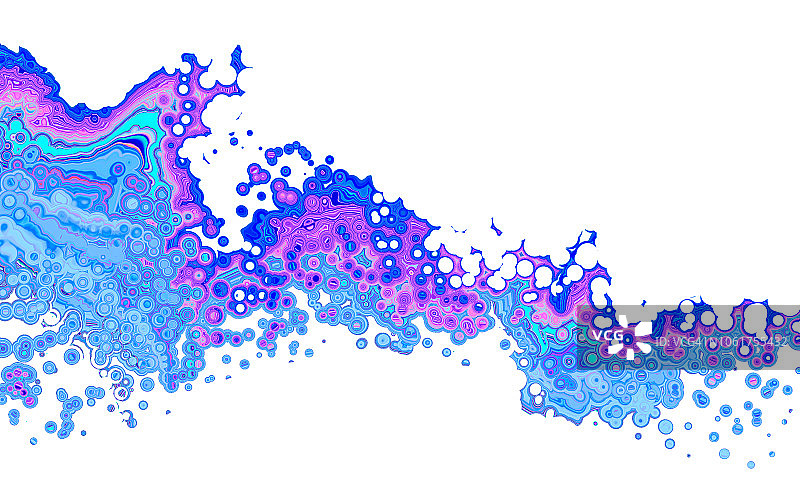 白色背景上分离的蓝色和紫色粒子波浪图片素材