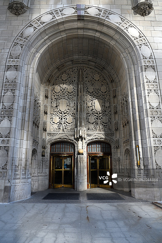 美国伊利诺伊州芝加哥论坛报大厦入口图片素材