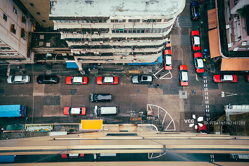 香港街道车辆出租车场景鸟瞰图片素材