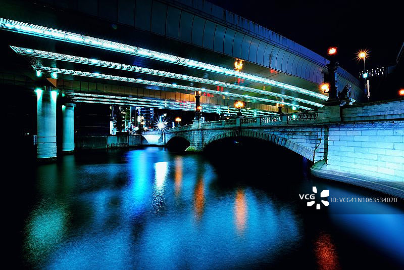 夜晚的日本桥图片素材