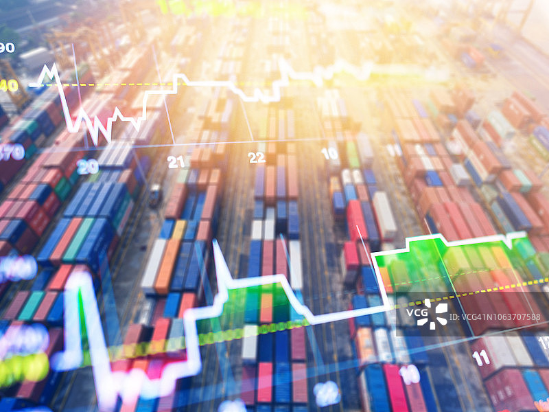 起重货物市场与金融经济背景图片素材