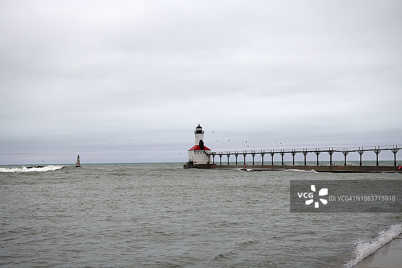 美国印第安纳州密歇根城灯塔图片素材