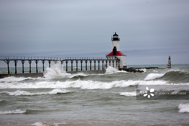 美国印第安纳州密歇根城灯塔图片素材