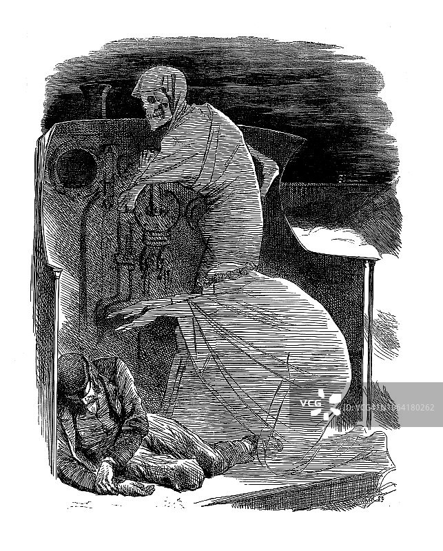 英国伦敦讽刺漫画：死亡与睡眠图片素材