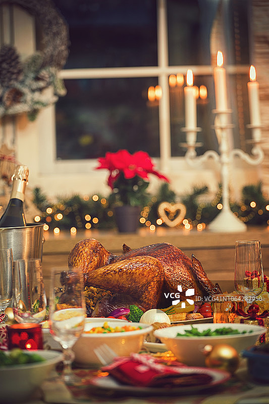传统圣诞火鸡配菜图片素材