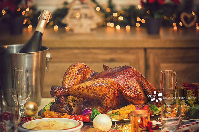 传统圣诞火鸡配菜图片素材