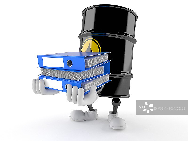 拿着环形活页夹的油桶角色图片素材