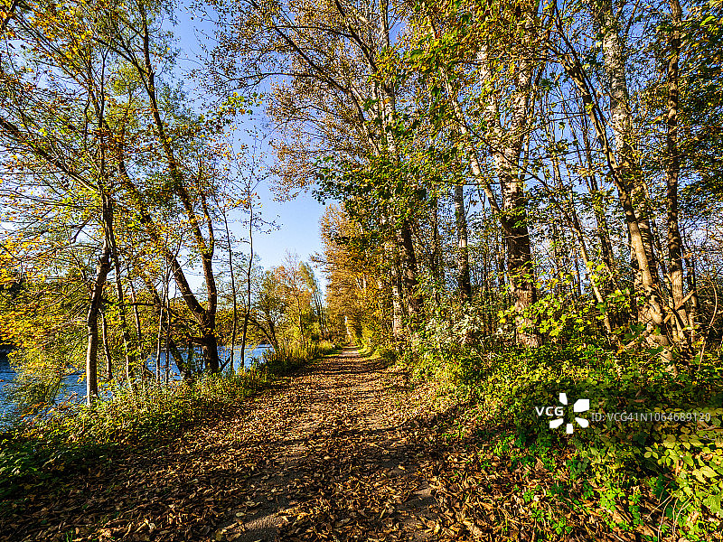 萨尔察赫河沿岸的自行车道图片素材