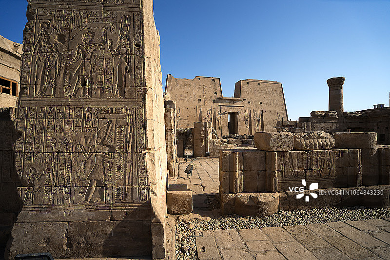 埃及尼罗河埃德富神庙的新王国柱图片素材