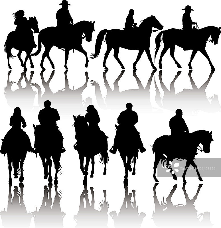 西式骏马剪影图片素材