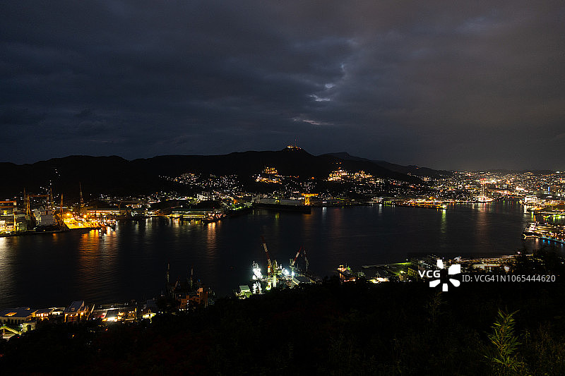 长崎市夜景及港口图片素材