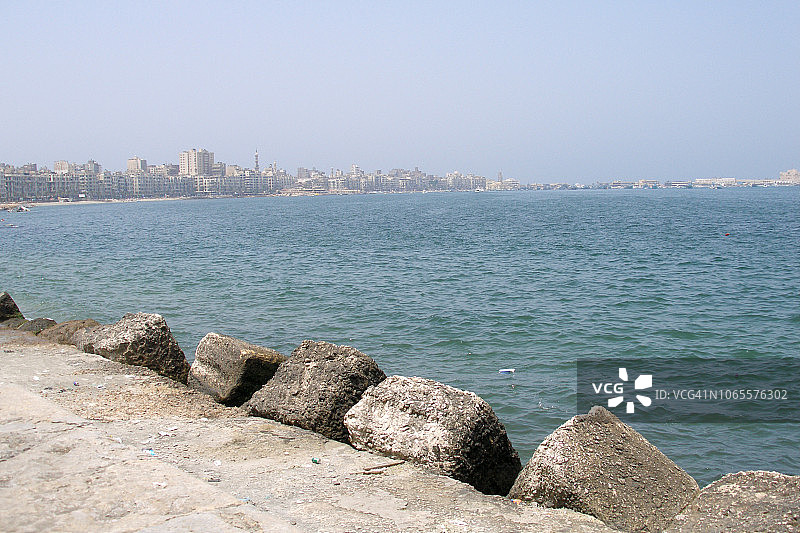 埃及亚历山大滨海路地中海风光图片素材