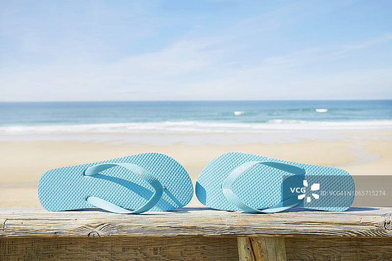 海滩边的夏日趣味人字拖图片素材