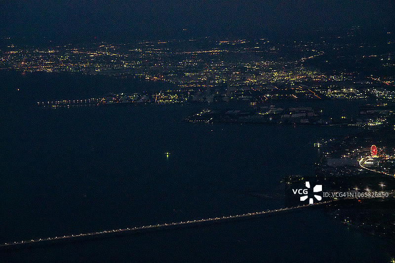 日本东京湾水线航拍图片素材
