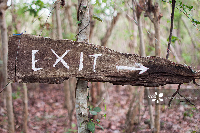 木板上的出口标志绘画图片素材