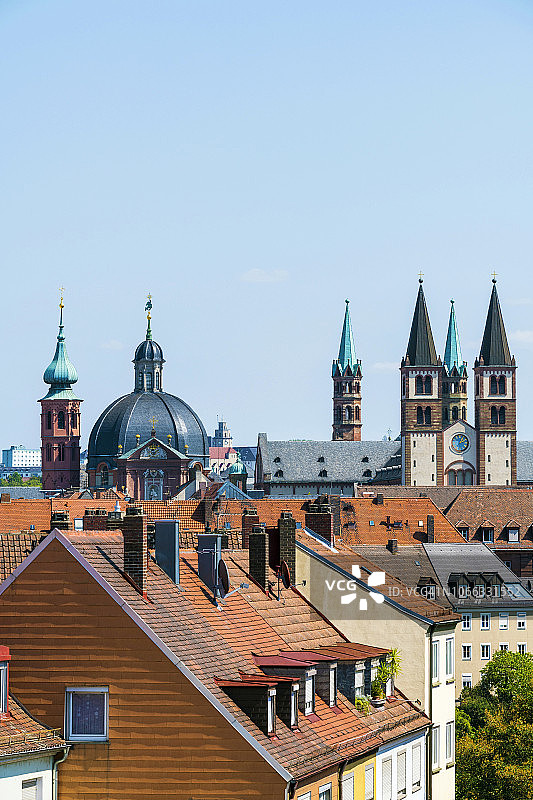 德国维尔茨堡城市景观与玛丽恩教堂图片素材