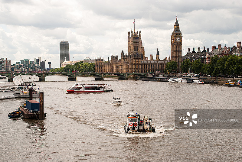 伦敦泰晤士河与议会大厦图片素材