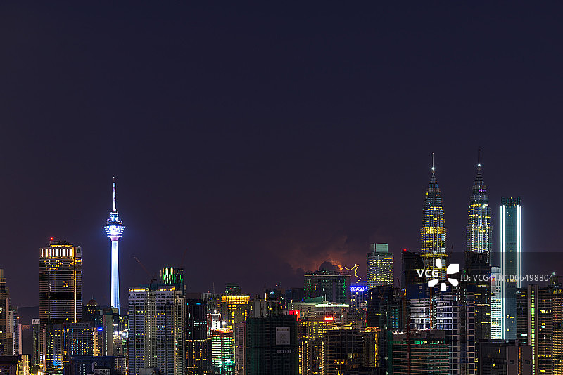 吉隆坡双子塔天际线夜景图片素材