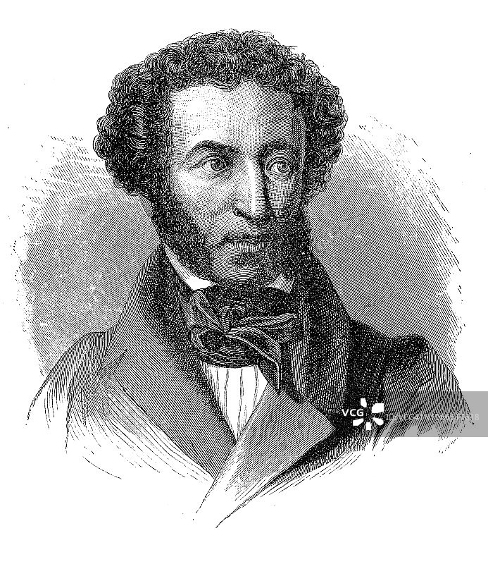 亚历山大·普希金：俄罗斯浪漫主义诗人、剧作家和小品文作家图片素材