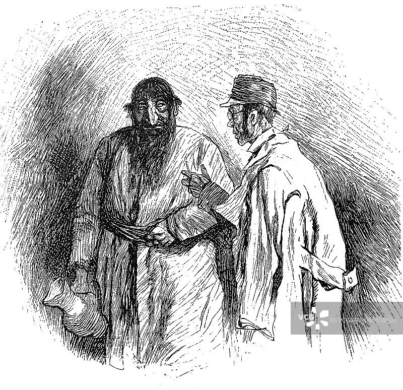 两名男子之间的对话 - 1896年图片素材