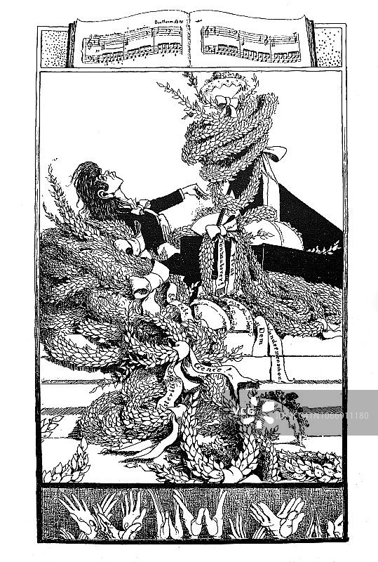 钢琴演奏大师的漫画 - 1896年图片素材