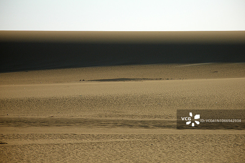 利比亚撒哈拉沙漠日落，沙丘阴影图片素材