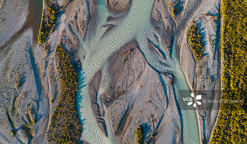 新西兰南岛怀马卡里里河的航拍图片素材