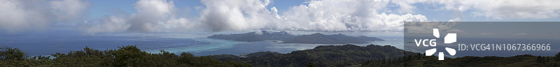 法属波利尼西亚的热带岛屿和海洋风光全景照片图片素材