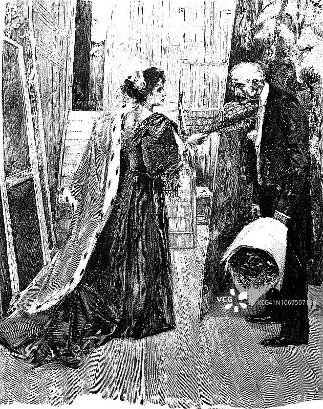 成年男子的溺爱 - 1896年图片素材