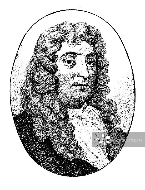 英国诗人及讽刺作家塞缪尔·巴特勒（1612-1680）图片素材