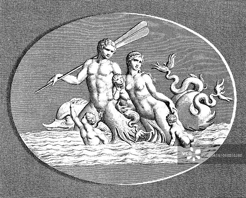 希腊海神特里同的家庭图片素材